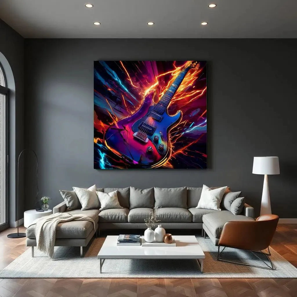 Canvas schilderij gitaar – Flaming Strings