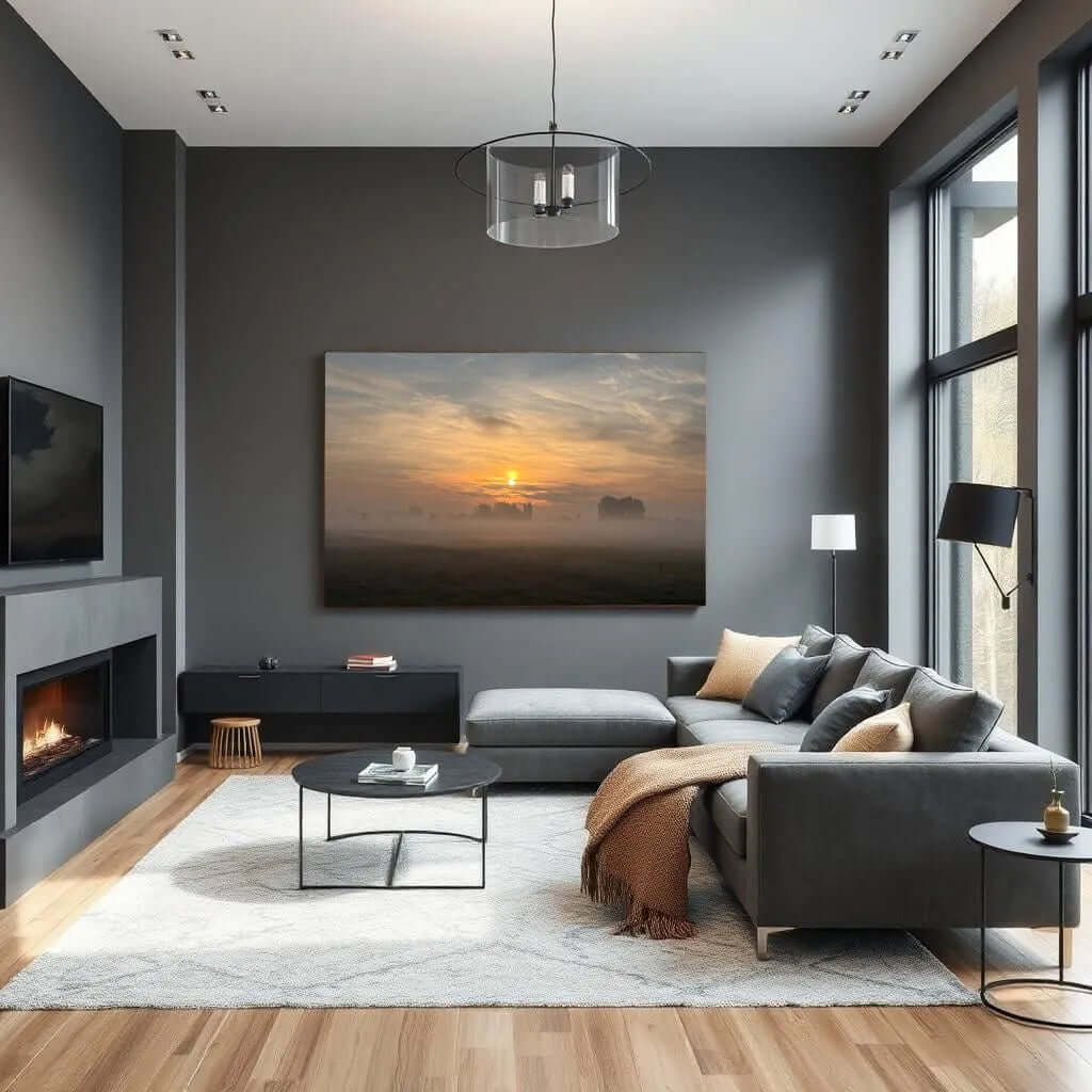 Canvas Schilderij Hattem - Morning Haze in modern woonkamer met sfeervolle inrichting.