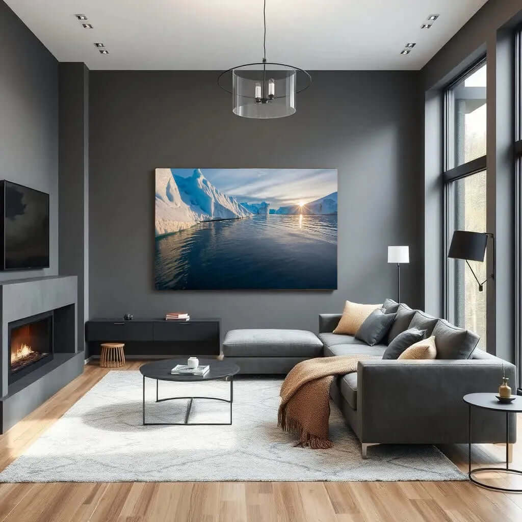 Frozen Twilight Canvas Schilderij – Betoverende Wanddecoratie woonkamer met IJsachtige Sfeer