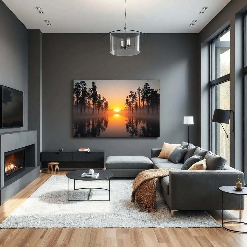 Lake of Fire Sunset Canvas Schilderij – Indrukwekkende Wanddecoratie woonkamer met Warme Zonsondergang