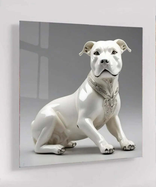 White Porcelain Dog - Online Schilderij - Glas Schilderij