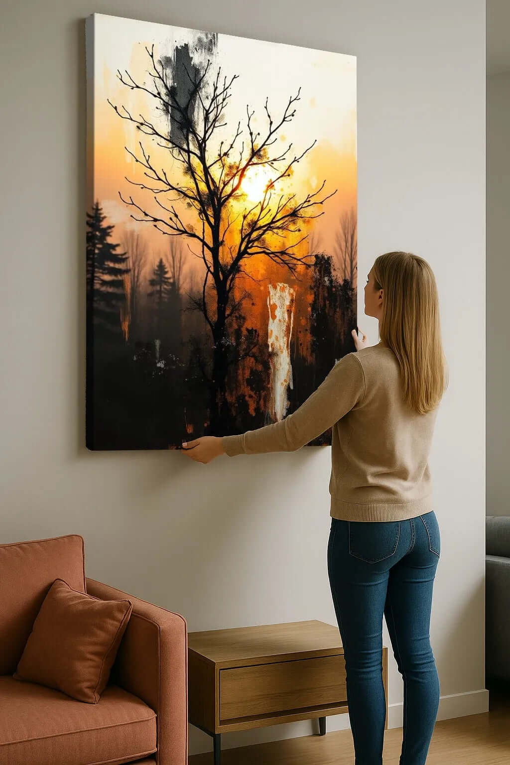 Canvas schilderij forest – Amber Forest wanddecoratie woonkamer op canvas