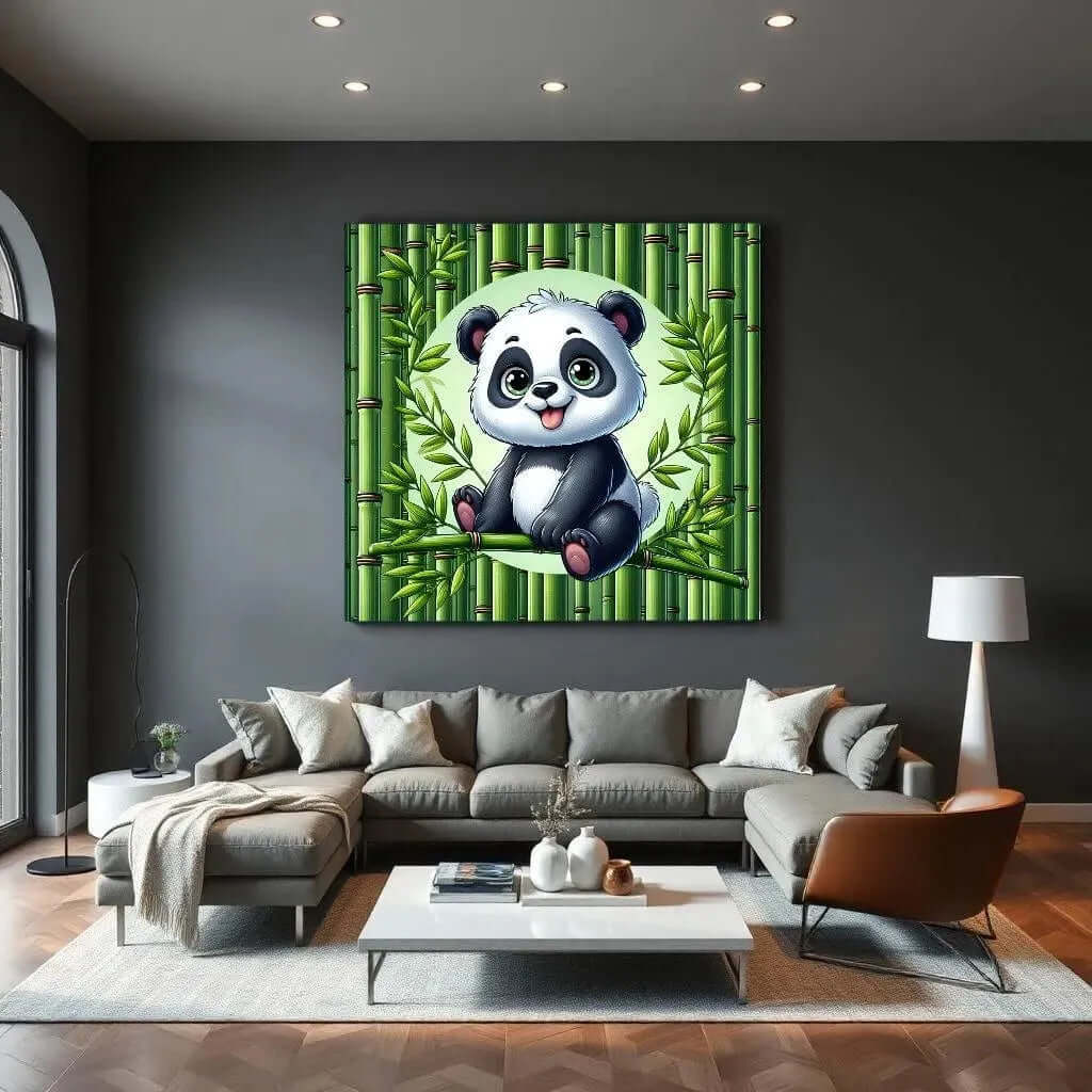 Bamboe Baby Panda Canvas Schilderij woonkamer lovekunst.com
