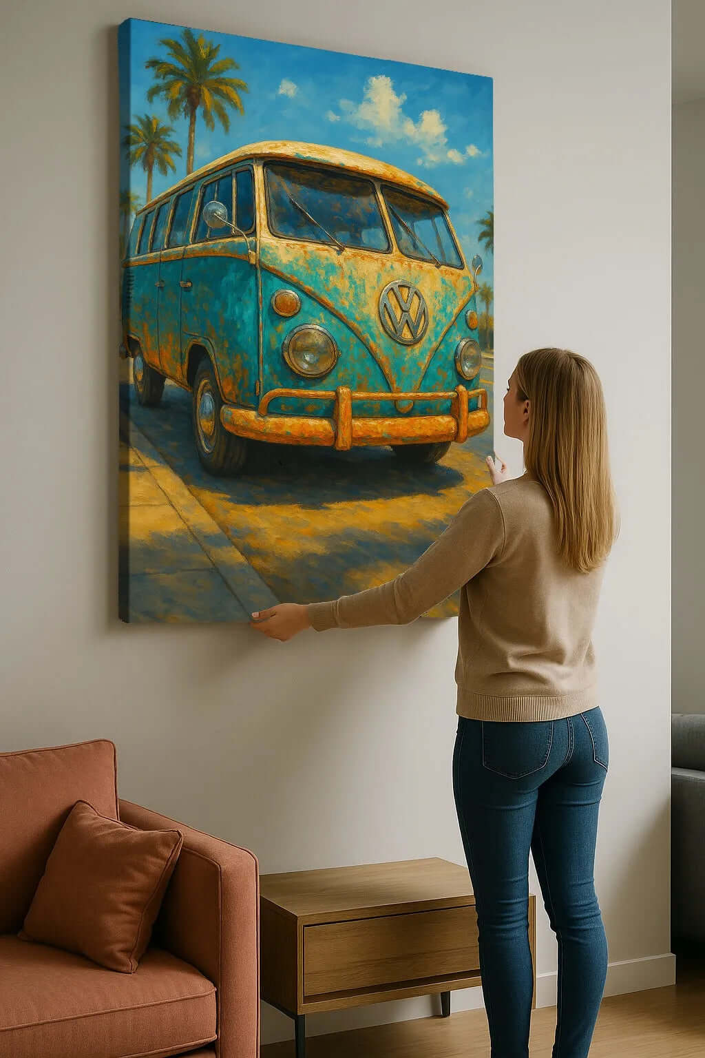 Canvas schilderij road trip – Beach Road Trip wanddecoratie woonkamer