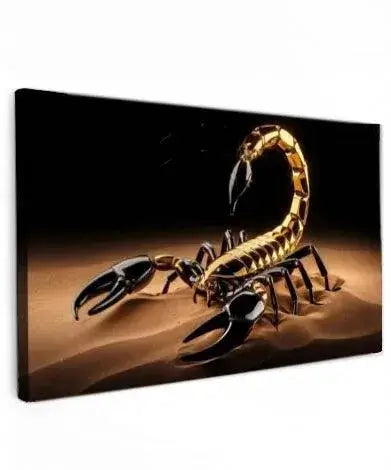 Canvas Scorpion Golden Stinger – Luxe gouden schorpioen wanddecoratie op canvas met een moderne uitstraling.