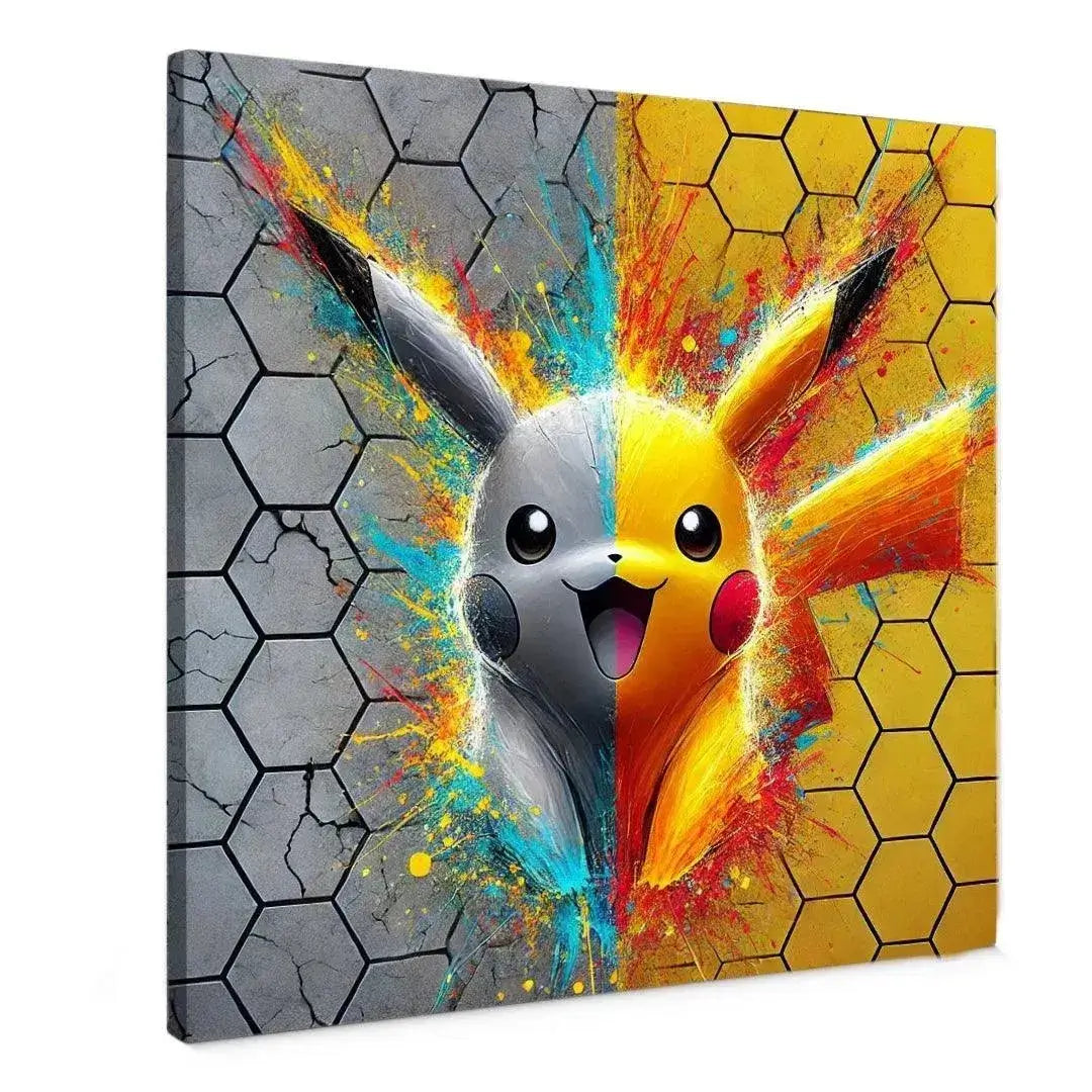 Canvas Schilderij Pikachu Hexagon – Unieke Pokémon Wanddecoratie