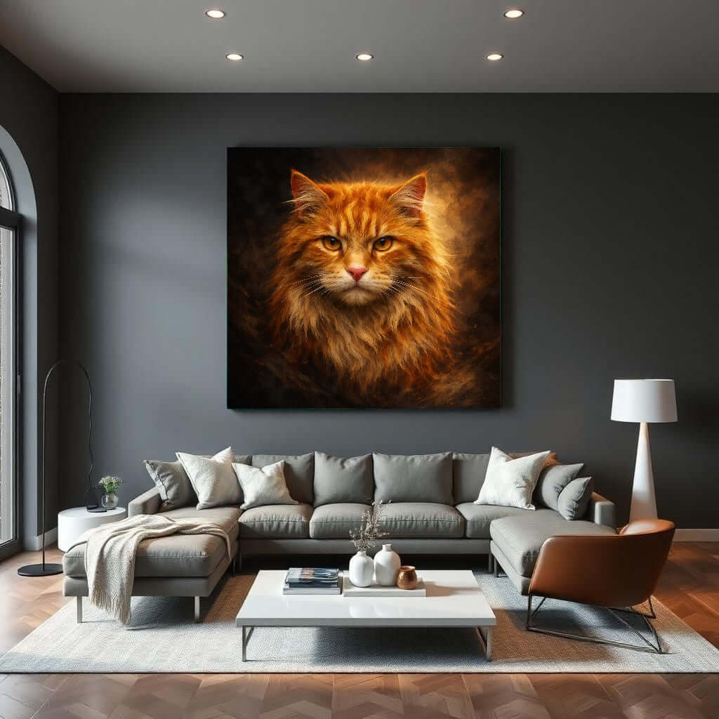 Canvas Schilderij Vurige Rode Kat woonkamer