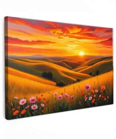 Canvas schilderij Sunset landschap – Painted Horizon