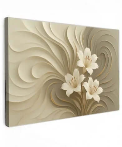 Canvas schilderij abstracte bloemen – Golden Petal Whirl