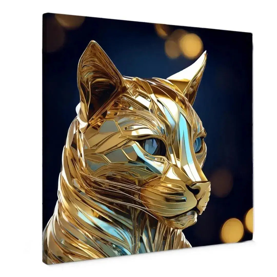 Canvas schilderij kat – Aurum Feline goud abstract kunstwerk