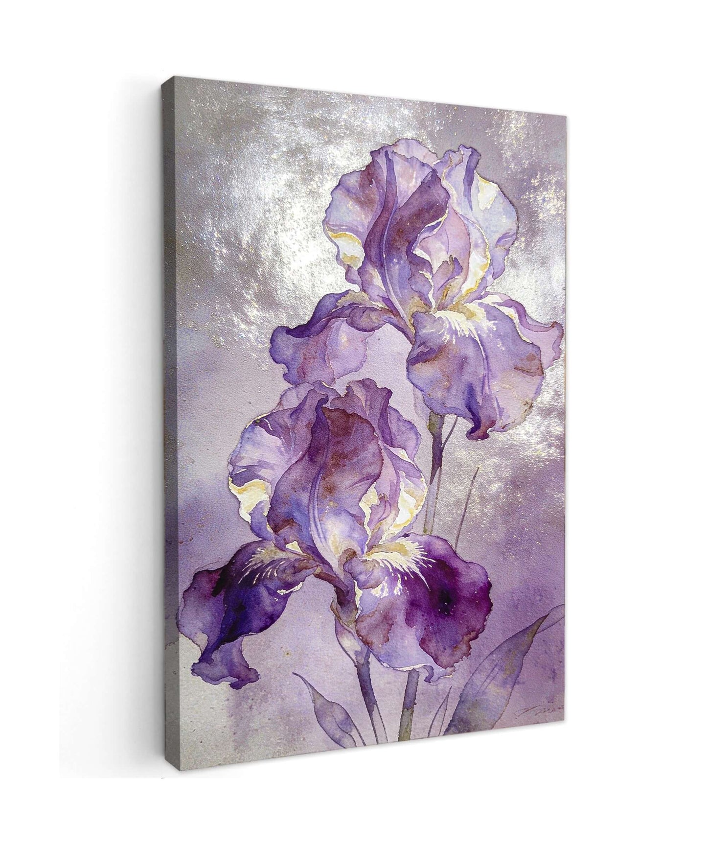 Canvas schilderij purple bloemen – Ethereal Purple Iris Watercolor