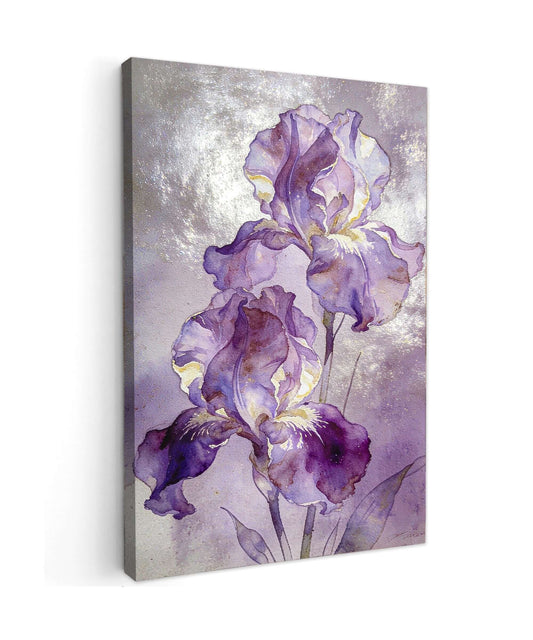 Canvas schilderij purple bloemen – Ethereal Purple Iris Watercolor