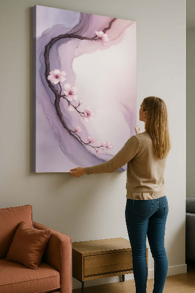 Canvas schilderij sakura – Sakura Study wanddecoratie met roze bloesem