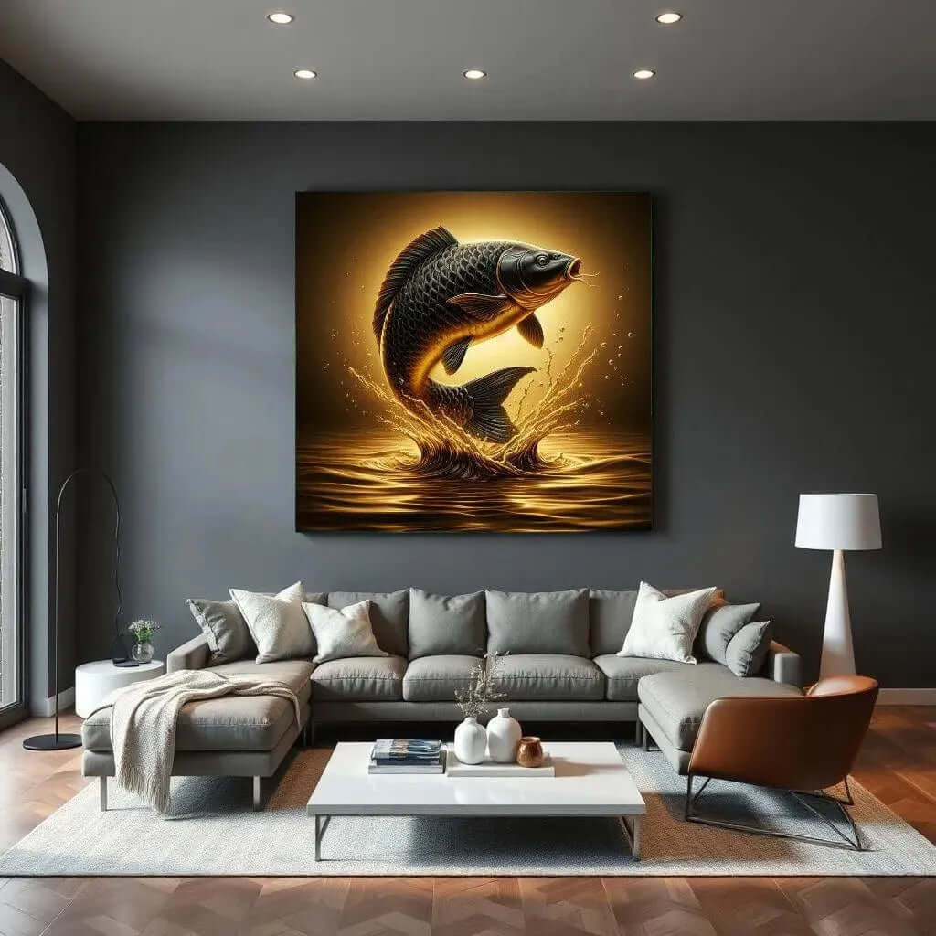 Carp Celestial Canvas Schilderij – Betoverende Karper Wanddecoratie woonkamer