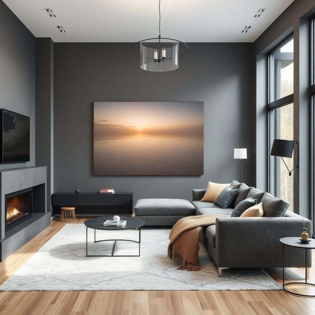 Canvas Schilderij Zonsondergang Zoutvlakte Reflectie in stijlvolle woonkamer met moderne inrichting.