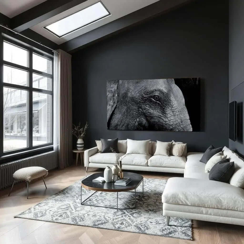 Canvas Olifant – Elegant olifant schilderij in moderne woonkamer decoratie