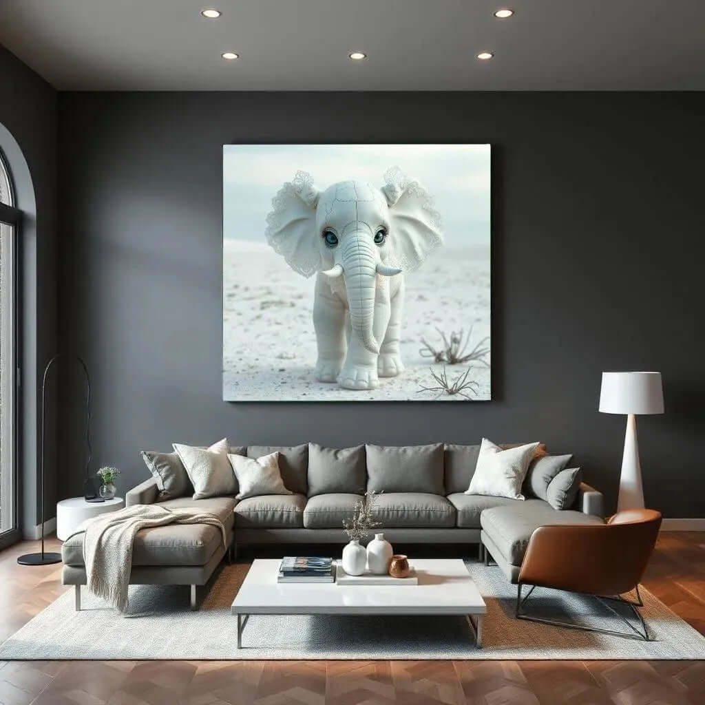 Baby Elephant Artwork - Online Schilderij - Glas Schilderij