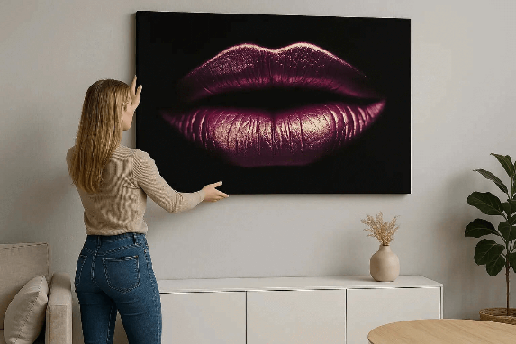 Canvas Schilderij Lippen Roze – Stijlvolle Wand decoratie met Luxe Uitstraling