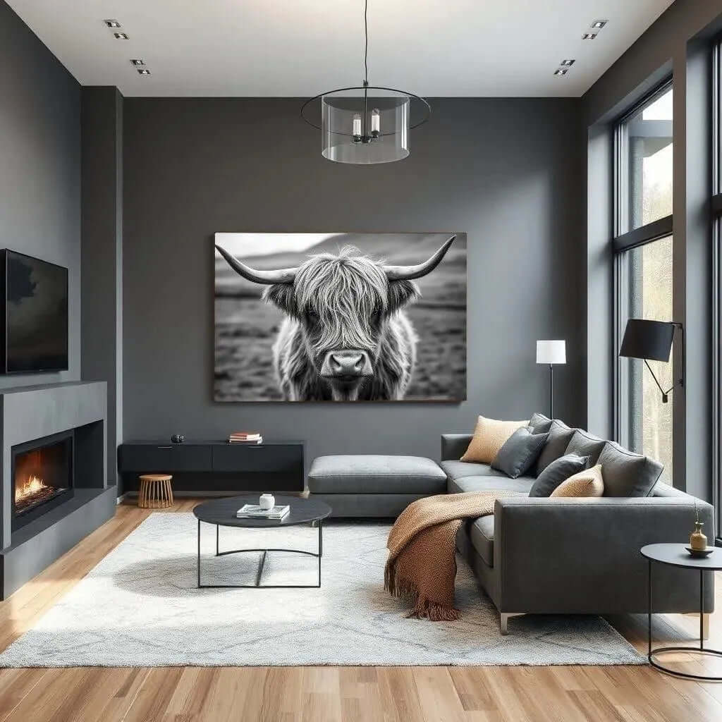 Highland Cow Scottish Canvas Schilderij – Rustieke Eyecatcher voor je woonkamer