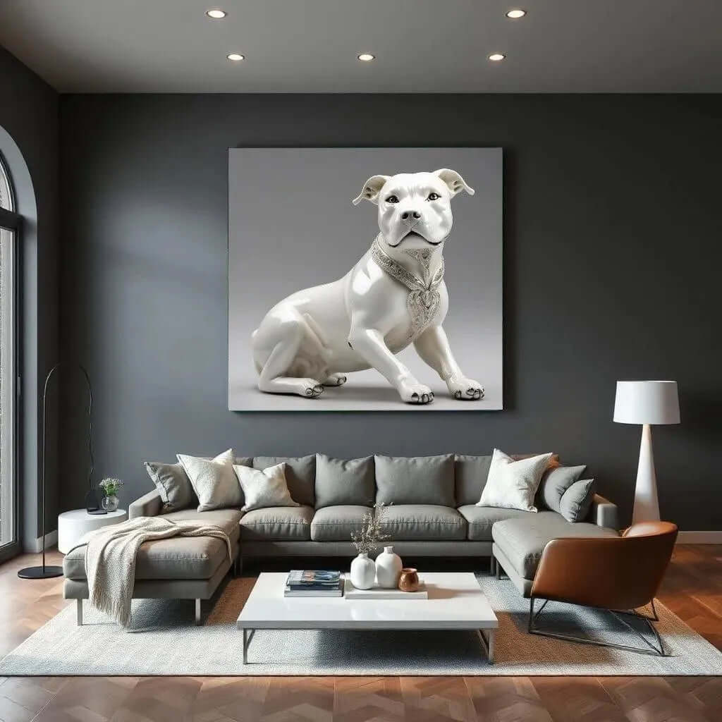 Porcelain Dog Canvas Schilderij – Stijlvolle Hond Wanddecoratie voor Elk woonkamer