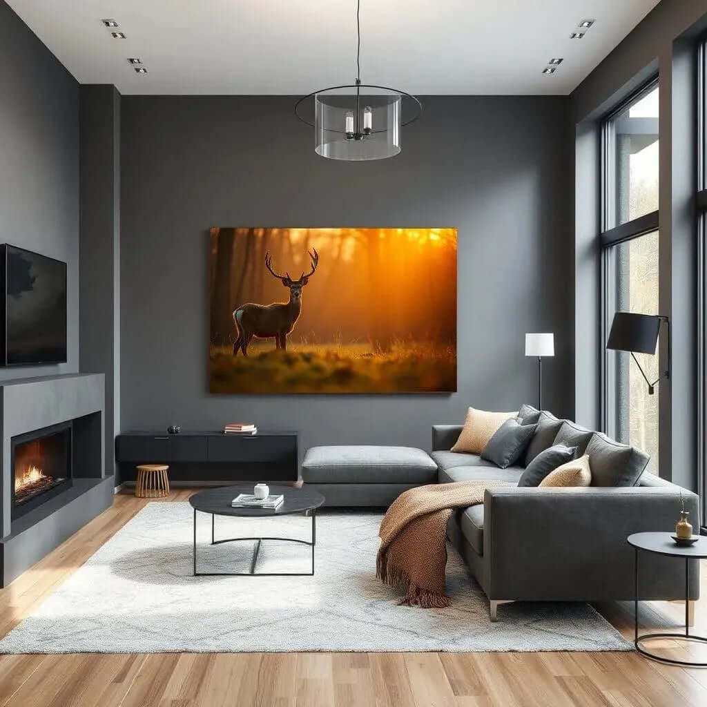 Buck at Sunset Canvas Schilderij – Rustgevende Natuurkunst voor je Interieur woonkamer