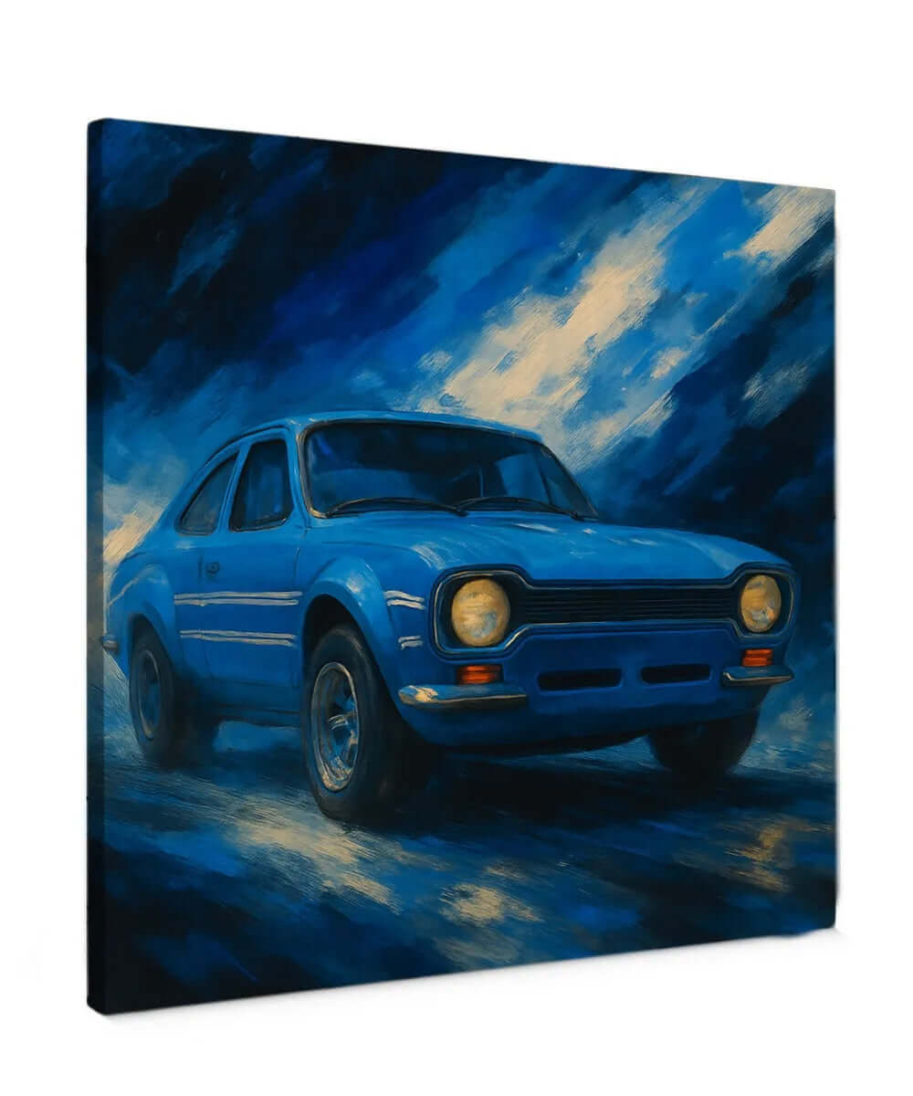 Canvas schilderij Escort Bleu Memories – stijlvolle auto wanddecoratie