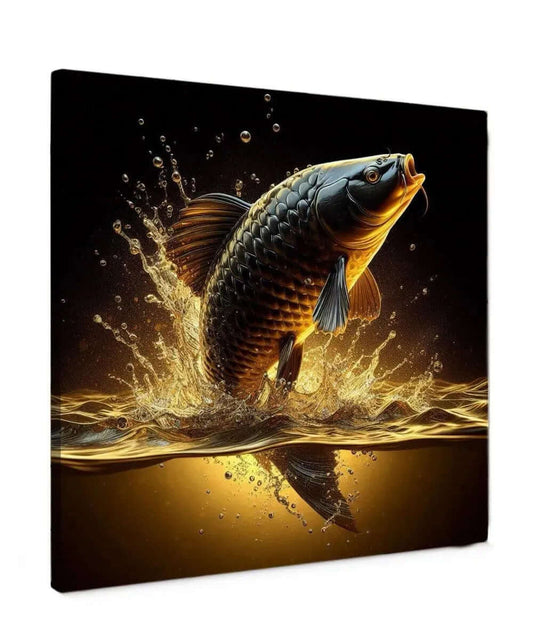 Carp Midnight Canvas Schilderij – Luxe Karper Wanddecoratie voor een Stijlvol Interieur