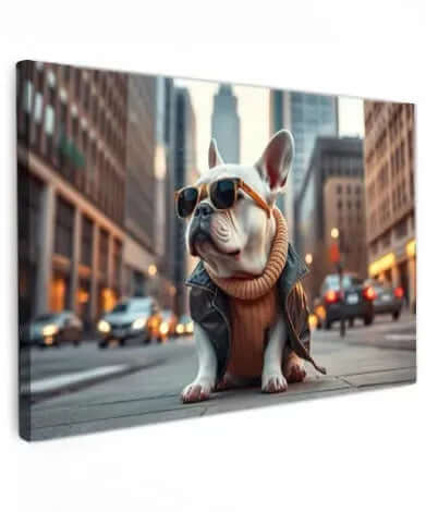 Bulldog Boss Canvas Schilderij – Stoere Wanddecoratie met Karakter