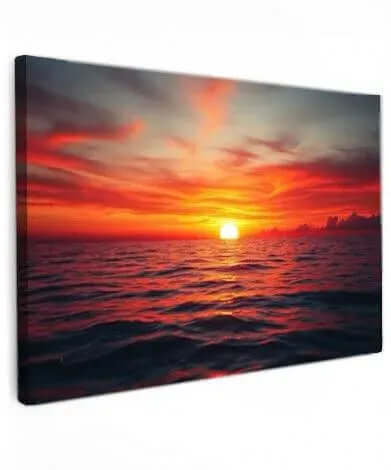 Ocean Fire Canvas Schilderij – Indrukwekkende Oceaan Wanddecoratie
