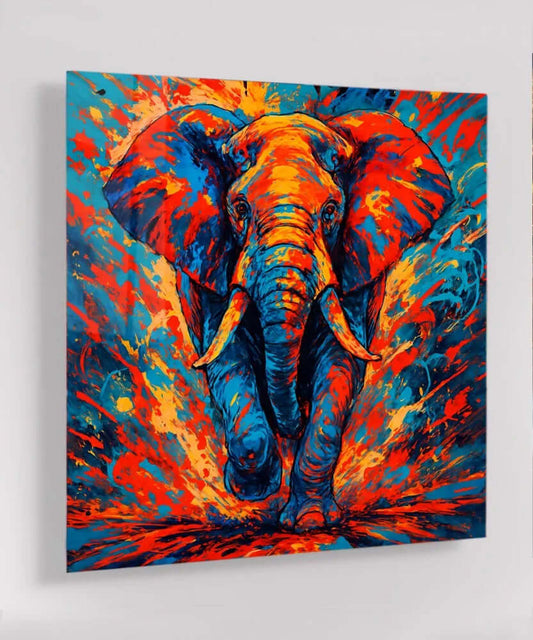 Abstract Elephant - Online Schilderij - Glas Schilderij