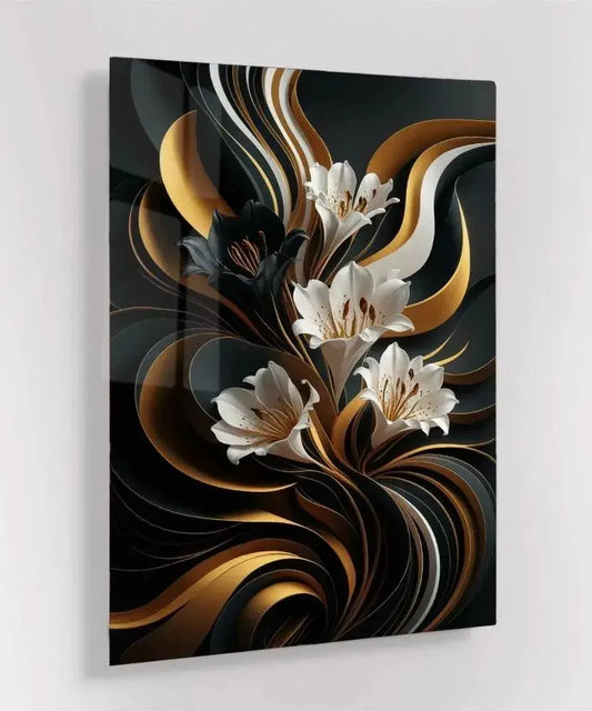 Black & Gold Elegance - Online Schilderij - Glas Schilderij