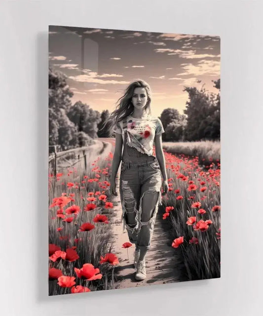 Poppy Path - Online Schilderij - Glas Schilderij