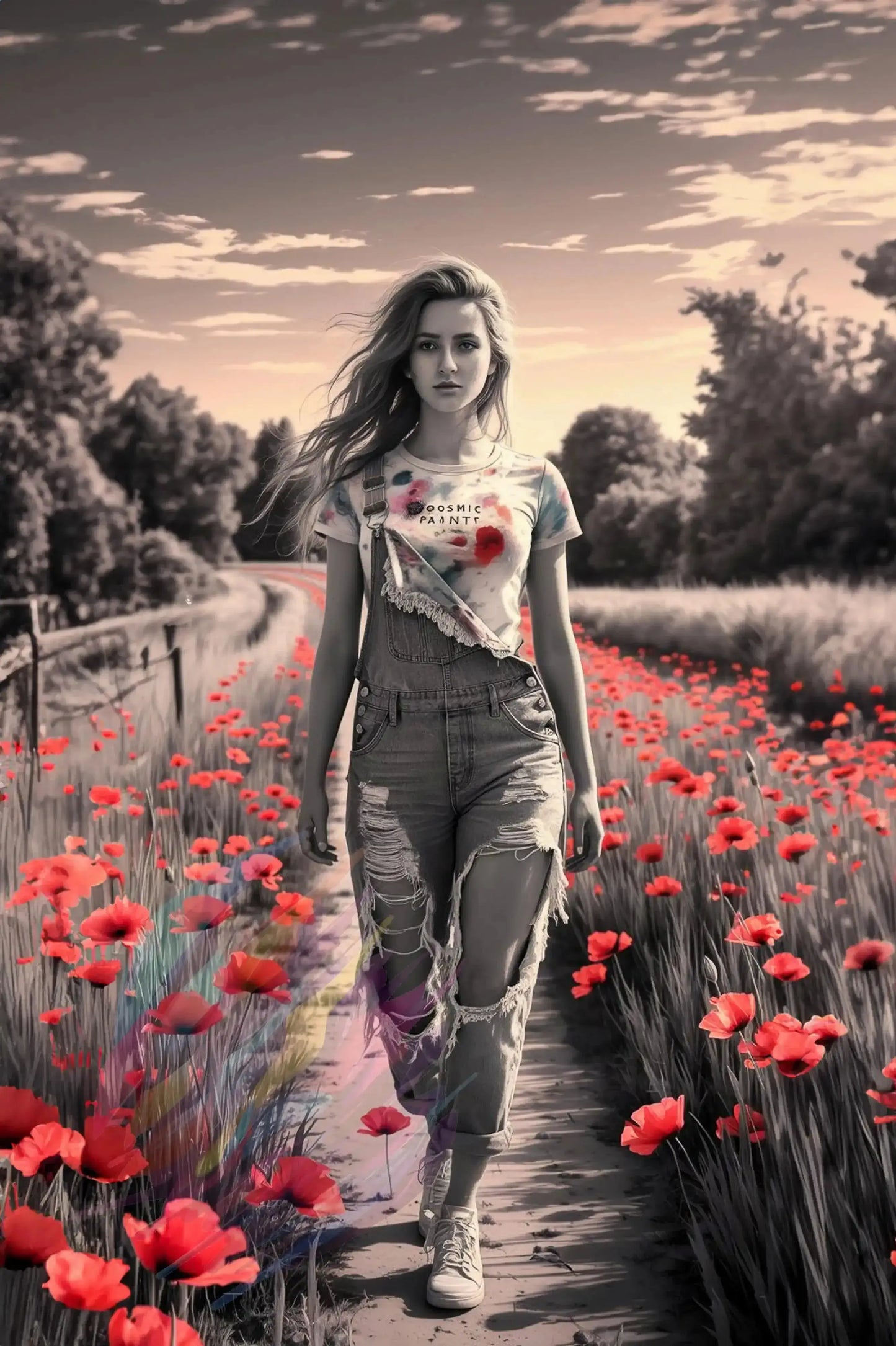 Poppy Path - Online Schilderij - Glas Schilderij